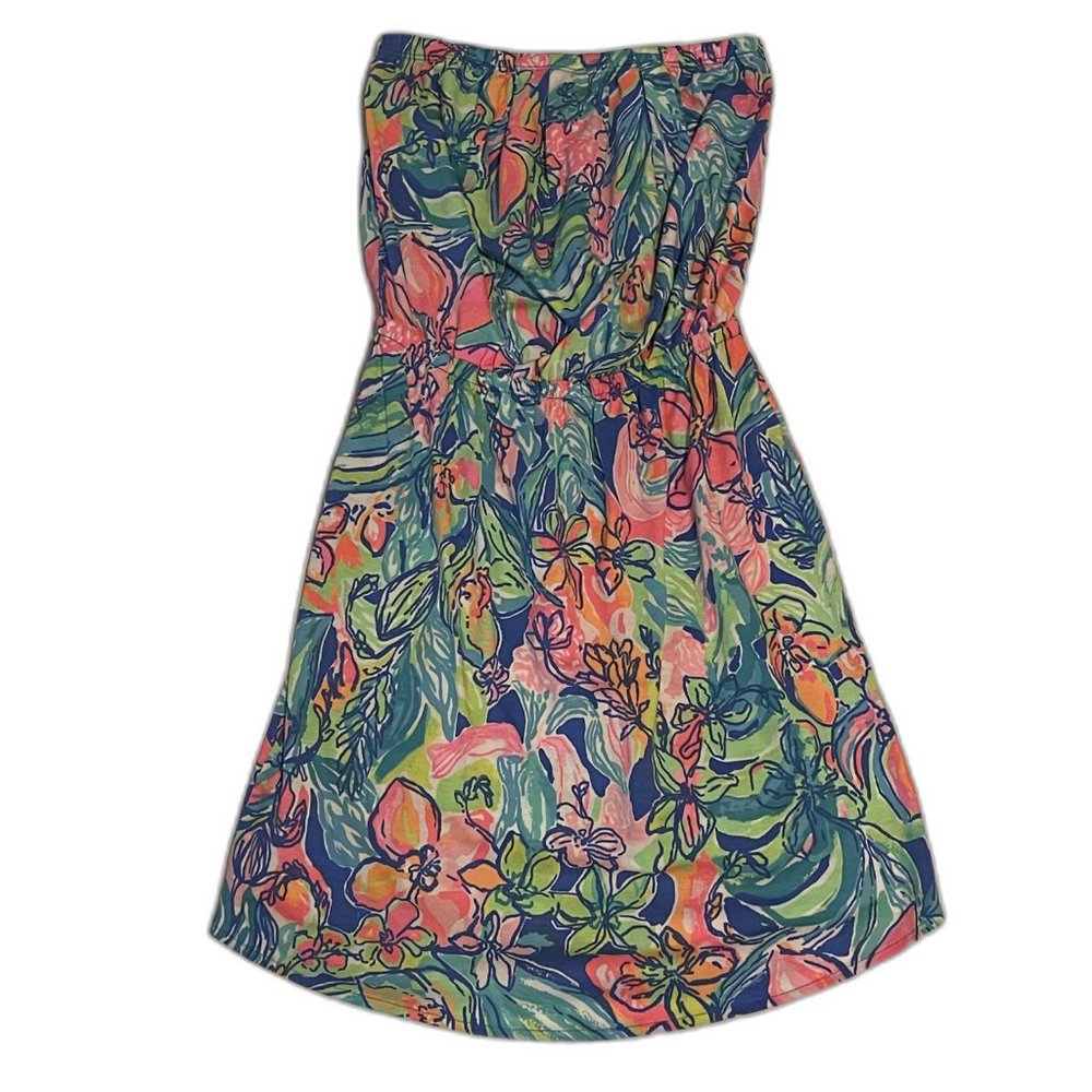 Lilly Pulitzer Windsor Strapless Dress In Bennet Blue Surf Gypsea Swim Size XXS - Picture 2 of 7